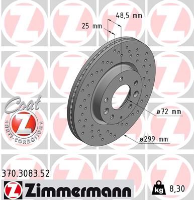 Тормозной диск ZIMMERMANN 370308352