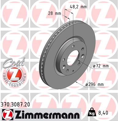 Тормозной диск ZIMMERMANN 370308720