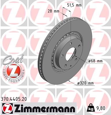 Тормозной диск ZIMMERMANN 370440520
