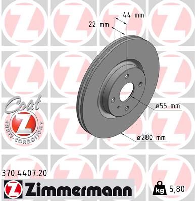 Тормозной диск ZIMMERMANN 370440720