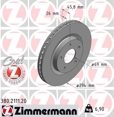 Тормозной диск ZIMMERMANN 380211120