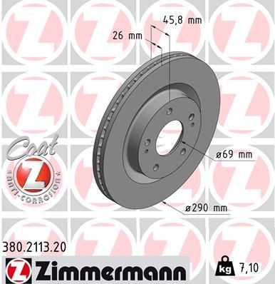 Тормозной диск ZIMMERMANN 380211320