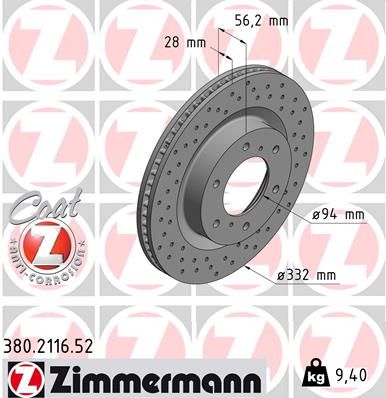 Тормозной диск ZIMMERMANN 380211652