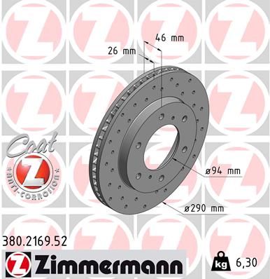 Тормозной диск ZIMMERMANN 380216952