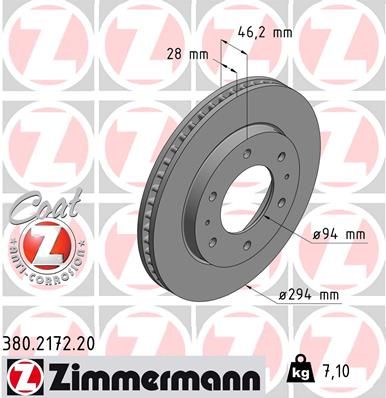 Тормозной диск ZIMMERMANN 380217220