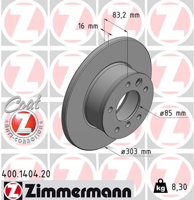 Тормозной диск ZIMMERMANN 400140420
