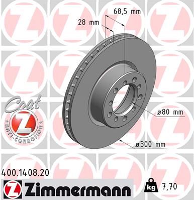 Тормозной диск ZIMMERMANN 400140820