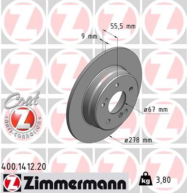 Тормозной диск ZIMMERMANN 400141220