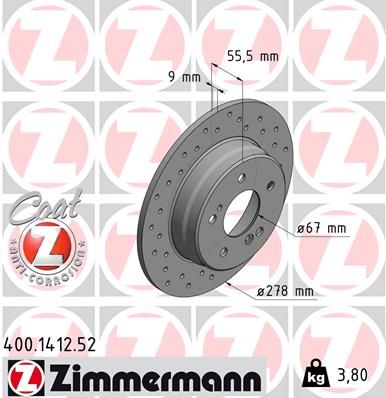 Тормозной диск ZIMMERMANN 400141252