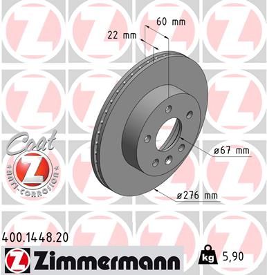 Тормозной диск ZIMMERMANN 400144820