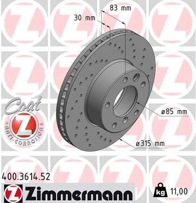 Тормозной диск ZIMMERMANN 400361452