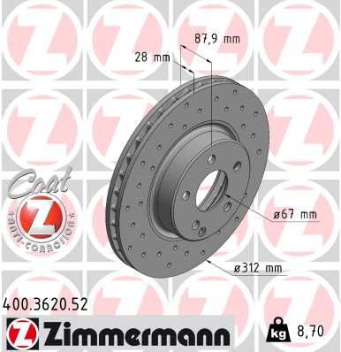 Тормозной диск ZIMMERMANN 400362052
