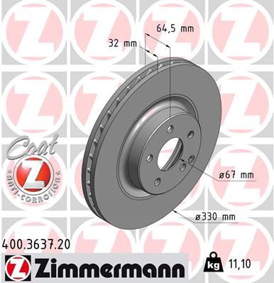Тормозной диск ZIMMERMANN 400363720