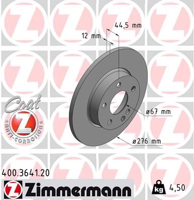 Тормозной диск ZIMMERMANN 400364120