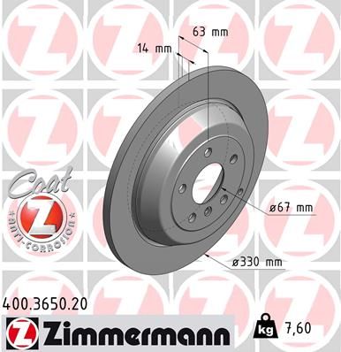 Тормозной диск ZIMMERMANN 400365020