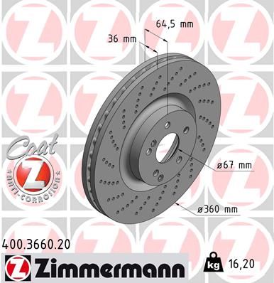 Тормозной диск ZIMMERMANN 400366020