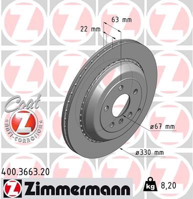 Тормозной диск ZIMMERMANN 400366320