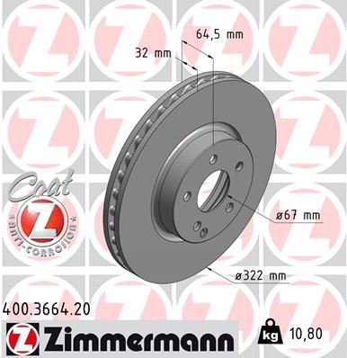 Тормозной диск ZIMMERMANN 400366420