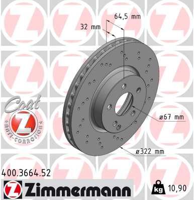 Тормозной диск ZIMMERMANN 400366452