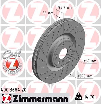 Тормозной диск ZIMMERMANN 400368420