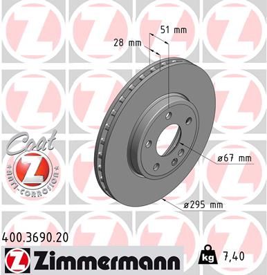 Тормозной диск ZIMMERMANN 400369020