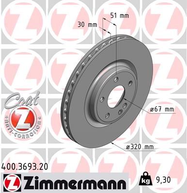 Тормозной диск ZIMMERMANN 400369320