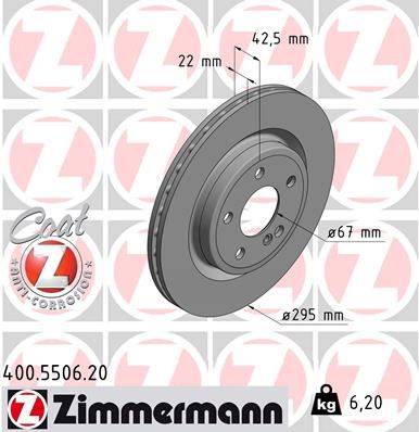 Тормозной диск ZIMMERMANN 400550620