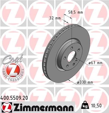 Тормозной диск ZIMMERMANN 400550920