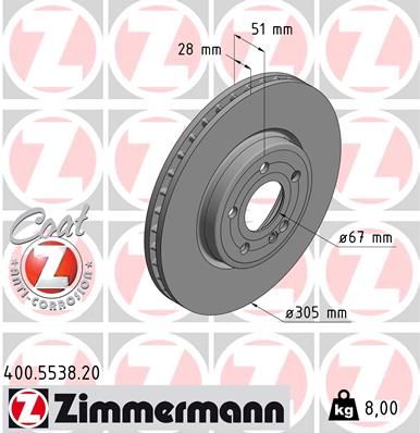 Тормозной диск ZIMMERMANN 400553820