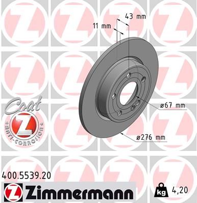 Тормозной диск ZIMMERMANN 400553920