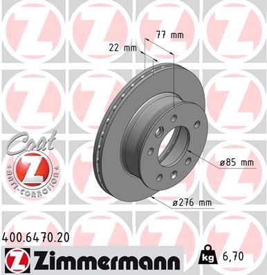 Тормозной диск ZIMMERMANN 400647020