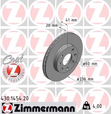 Тормозной диск ZIMMERMANN 430145420