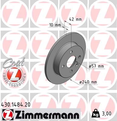 Тормозной диск ZIMMERMANN 430148420