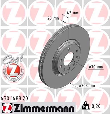 Тормозной диск ZIMMERMANN 430148820