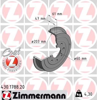 Тормозной барабан ZIMMERMANN 430178820