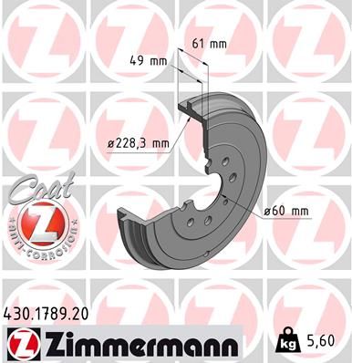 Тормозной барабан ZIMMERMANN 430178920