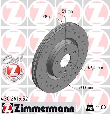 Тормозной диск ZIMMERMANN 430261652