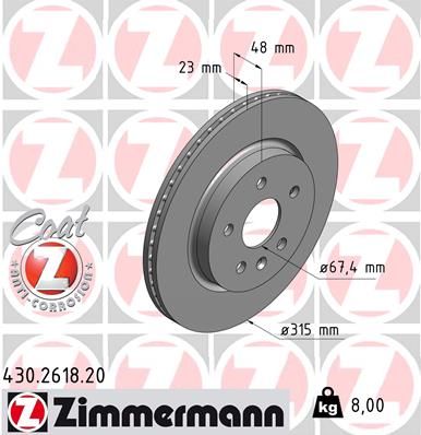 Тормозной диск ZIMMERMANN 430261820