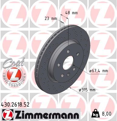 Тормозной диск ZIMMERMANN 430261852