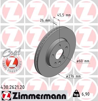 Тормозной диск ZIMMERMANN 430262120