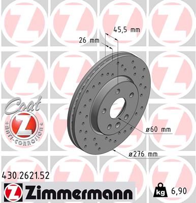 Тормозной диск ZIMMERMANN 430262152