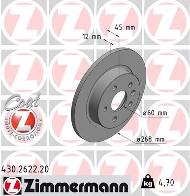 Тормозной диск ZIMMERMANN 430262220