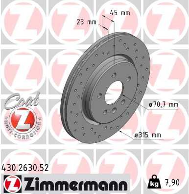 Тормозной диск ZIMMERMANN 430263052