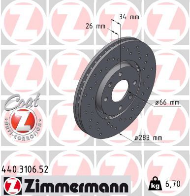 Тормозной диск ZIMMERMANN 440310652
