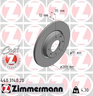 Тормозной диск ZIMMERMANN 440314020