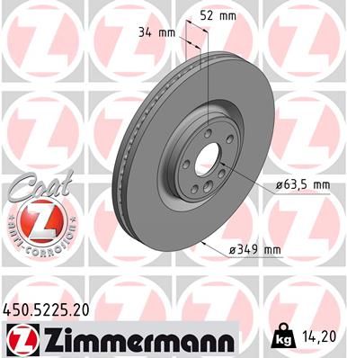 Тормозной диск ZIMMERMANN 450522520