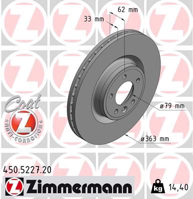 Тормозной диск ZIMMERMANN 450522720