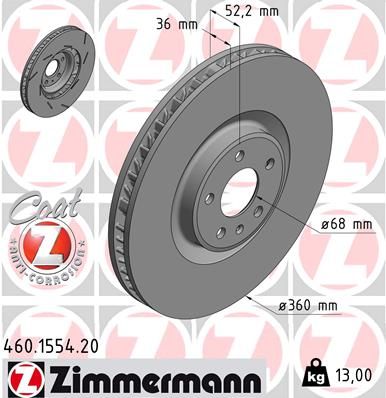 Тормозной диск ZIMMERMANN 460155420