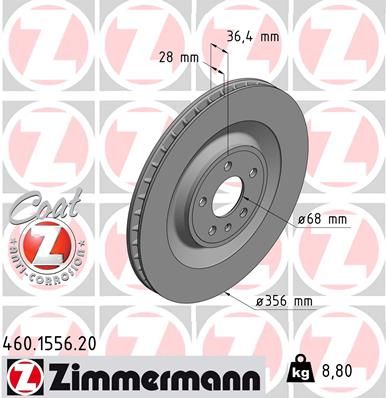 Тормозной диск ZIMMERMANN 460155620