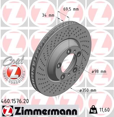 Тормозной диск ZIMMERMANN 460157720